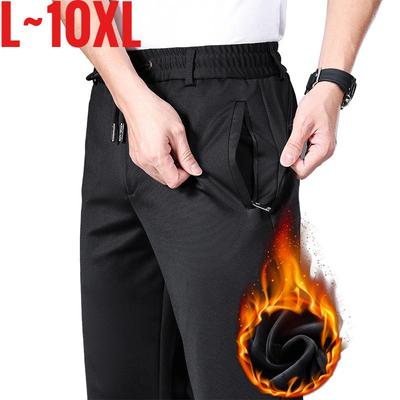 Taglia Grande 10XL Pantaloni Invernali Uomo Foderati in Pile Vita Elastica Pantaloni Elasticizzati Maschili Spessi Caldi Dritti Abbigliamento da Lavoro Business Plus Taglia Grande