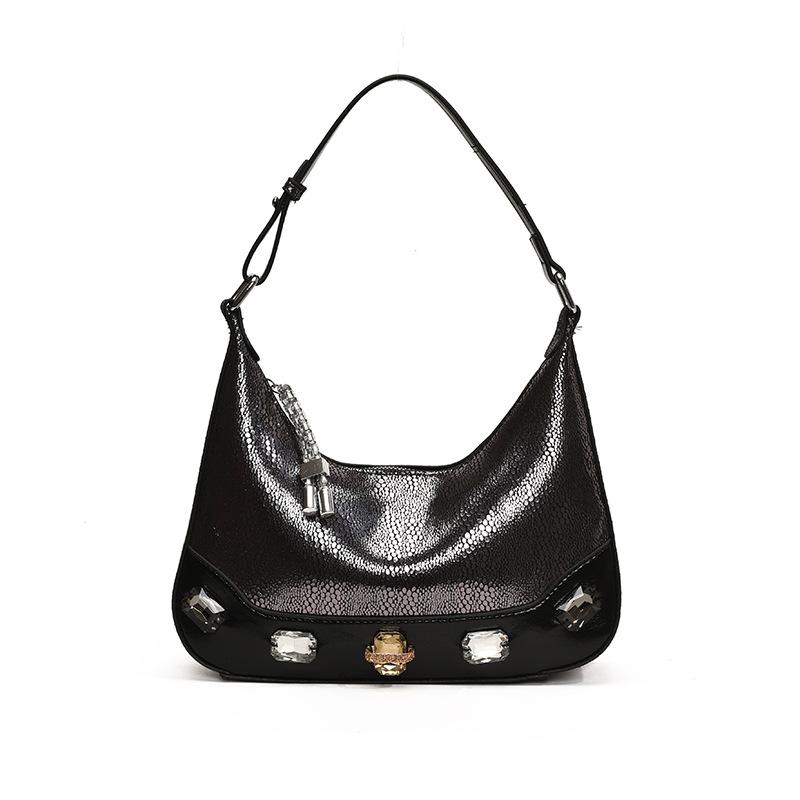 This Year's Popular French Niche High-end Sense Diamond-encrusted Underarm Crescent Bag Versatile Fashion Temperament Single Shoulder Messenger Women'