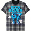 Modisches Kinder T-Shirt 67 Six Seven Streifen Print Jungen und Mädchen T-Shirts Oberteil Sommer Kurzarm Rundhals Lässig Outdoor Kinderkleidung