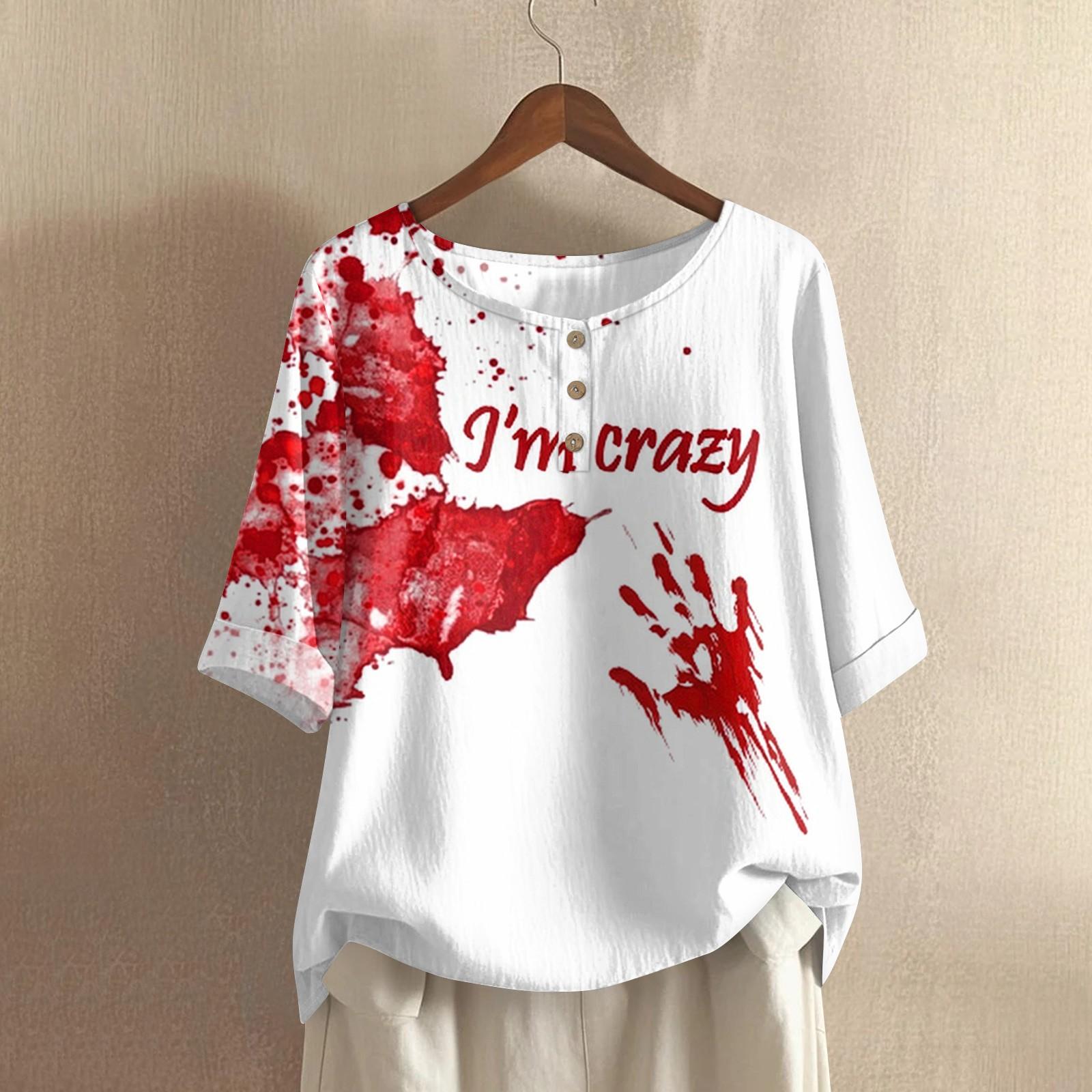 

Женская модная и повседневная рубашка с полурукавом, круглым вырезом и принтом, блузка, топ XXL белый