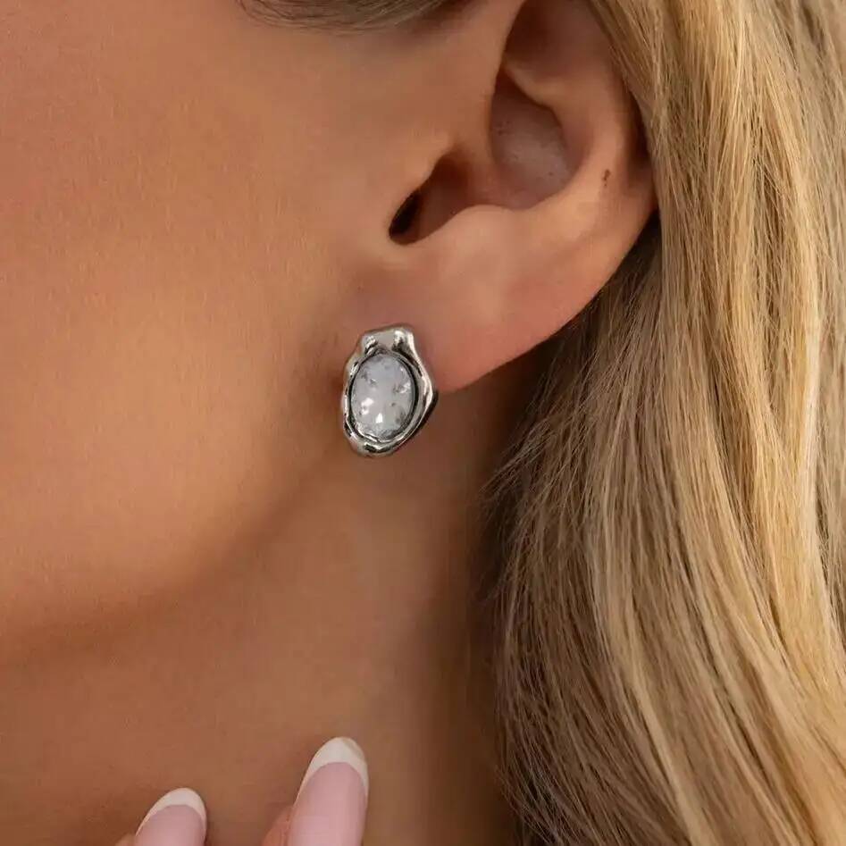 SHIXIN Exquisite Elegant Irregular Glass Rhinestone Stud Earrings Women Vintage Geometric Piercing Earring Wedding Jewelry Gifts