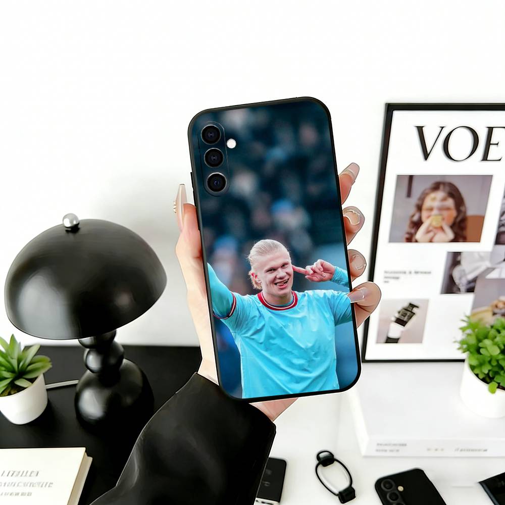 Football Star E-Erling H-Haaland Phone Case For Samsung Galaxy A73,A72,A71,A70,A53,A52,A51,Soft Silicone Black Cover
