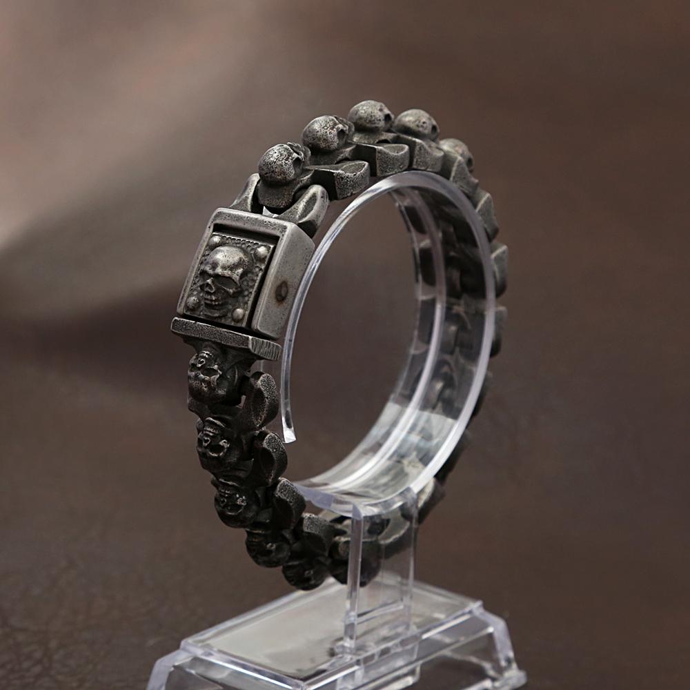 Vintage 316L Stainless Steel Skull Bracelet for Men Boy Punk Hip Hop Skull Bangles Biker Accessories Jewelry