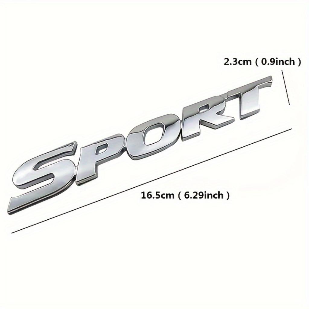 Emblema Cromato 3D "SPORT" - Adesivo Riflettente Metallico per Portiera Auto, Adatto per Styling e Decorazione del Veicolo, Emblema Sportivo per Auto|Emblema Moderno per Auto