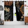 2 Stück/Set Boho Floral Verdunkelungsvorhänge für Schlafzimmer Vintage Bohemian Tropische Blumen Innenvorhänge Ösenaufhängung Fenstervorhänge