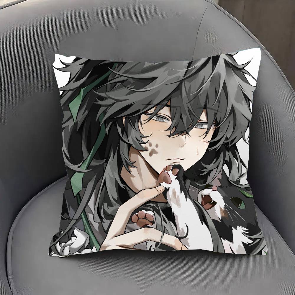 Qiuyuan Anime W-wuthering Waves Pillow Case Fashion Square Pillowcase Bedroom Sofa Room Ins Decoration Leisure