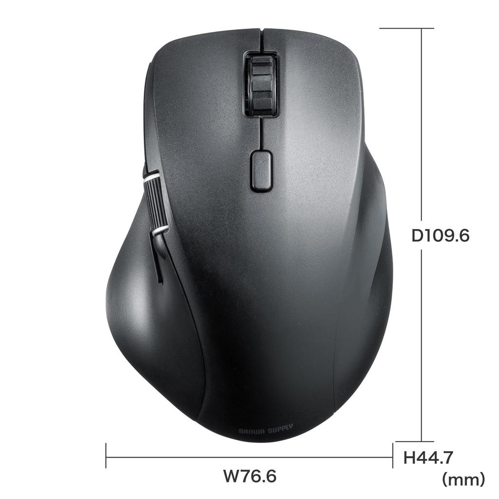 Sanwa Supply MA-BBS523BK Silent Bluetooth Mouse (with Side Wheel, 5 Buttons, Black)
