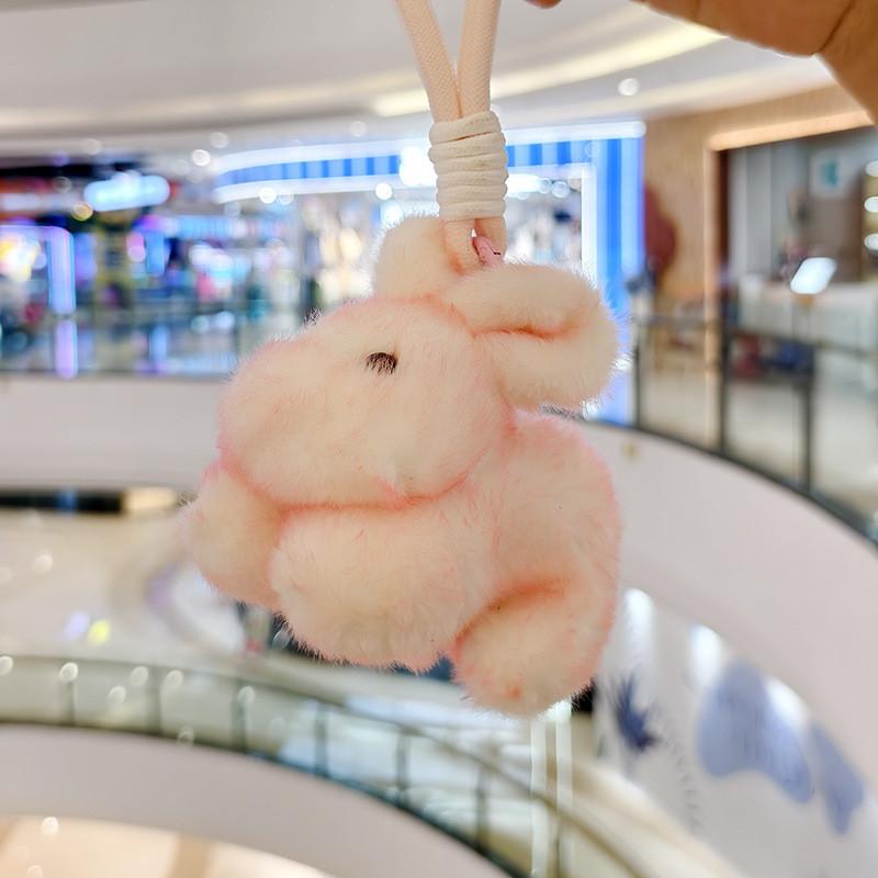 Cartoon Cute Vertical Ear Rabbit Plush Keychain Soft Toy For Bag Decoration