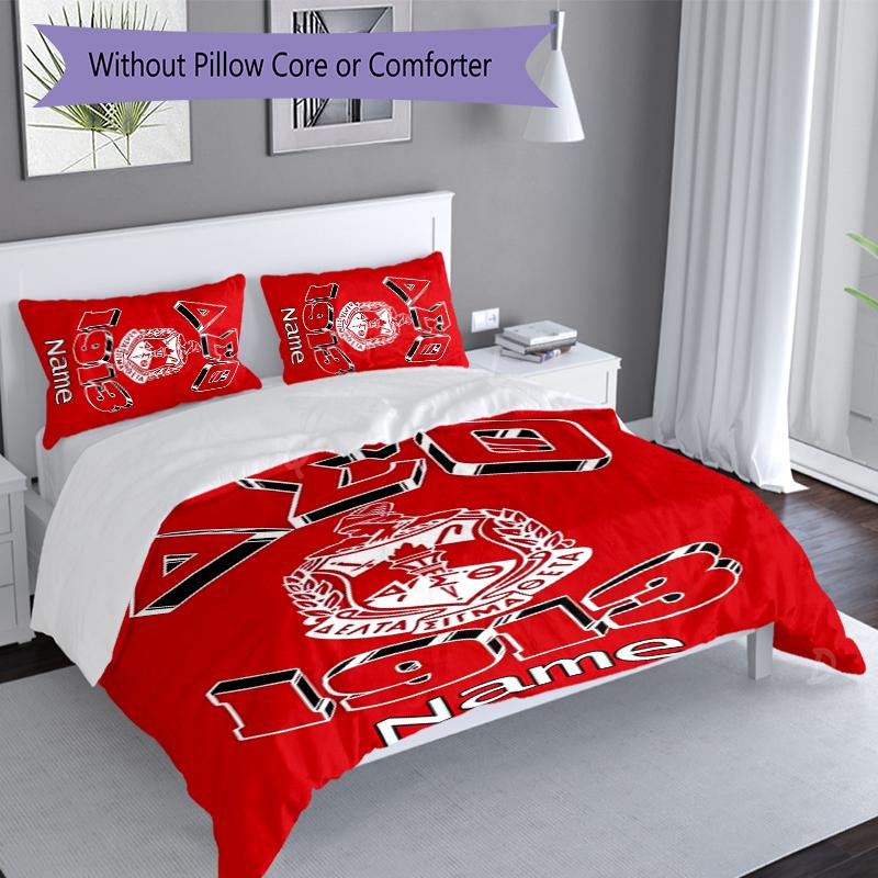 3pcs Custom Name Delta Sigma Theta Set,Includes 1 Duvet Cover and 2 Pillowcases,All-season Bedroom Decor