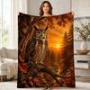 Autumn Forest Owl Coral Fleece Blanket