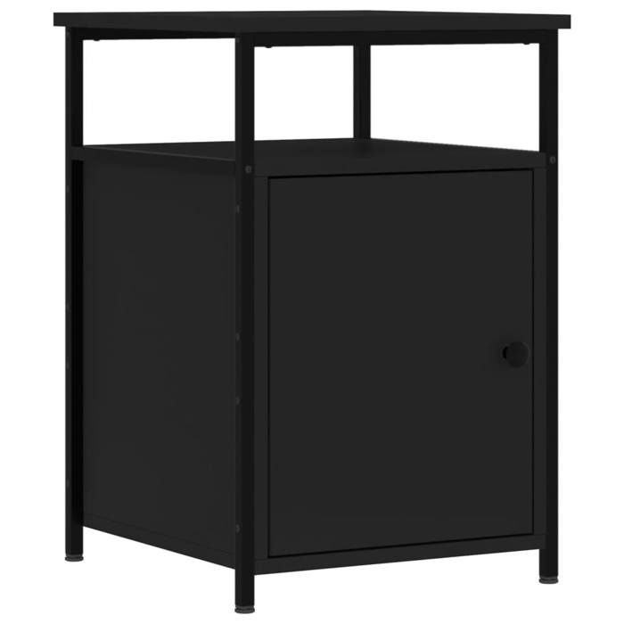Table de chevet - Maison Exclusive - 2 pièces - Noir - Bois d'ingénierie & cadre en fer