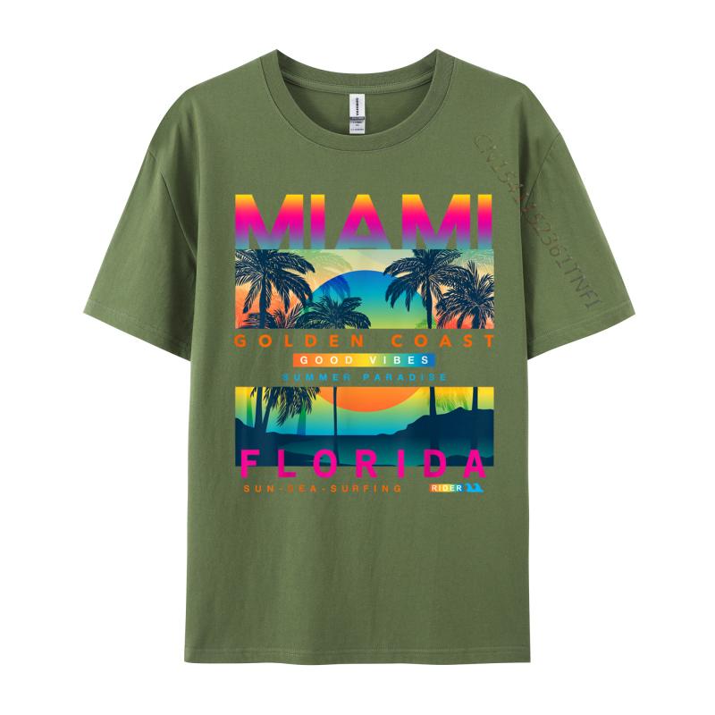 

Newest T-shirts Wear Miami Florida Miami Colorful Sunrise Men T Shirt Oversized Men T Shirt Top Tees For Men 4XL