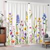 Watercolor Wildflower Curtains Set of 2 Rod Pocket Semi Sheer for Living Room Bedroom Decor