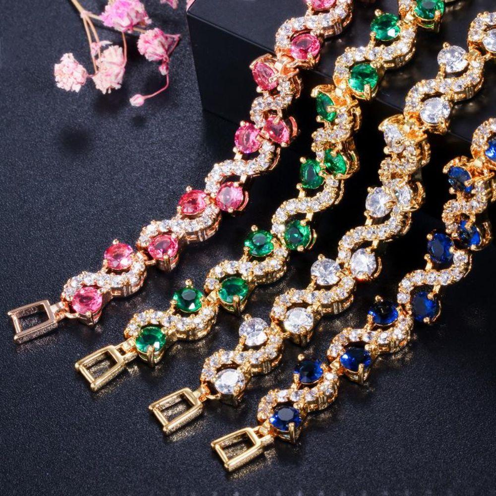 Wave Crystal Gemstone Bracelet Lobster Clasp Crystal Chain Bracelet New Women Bracelet  Women