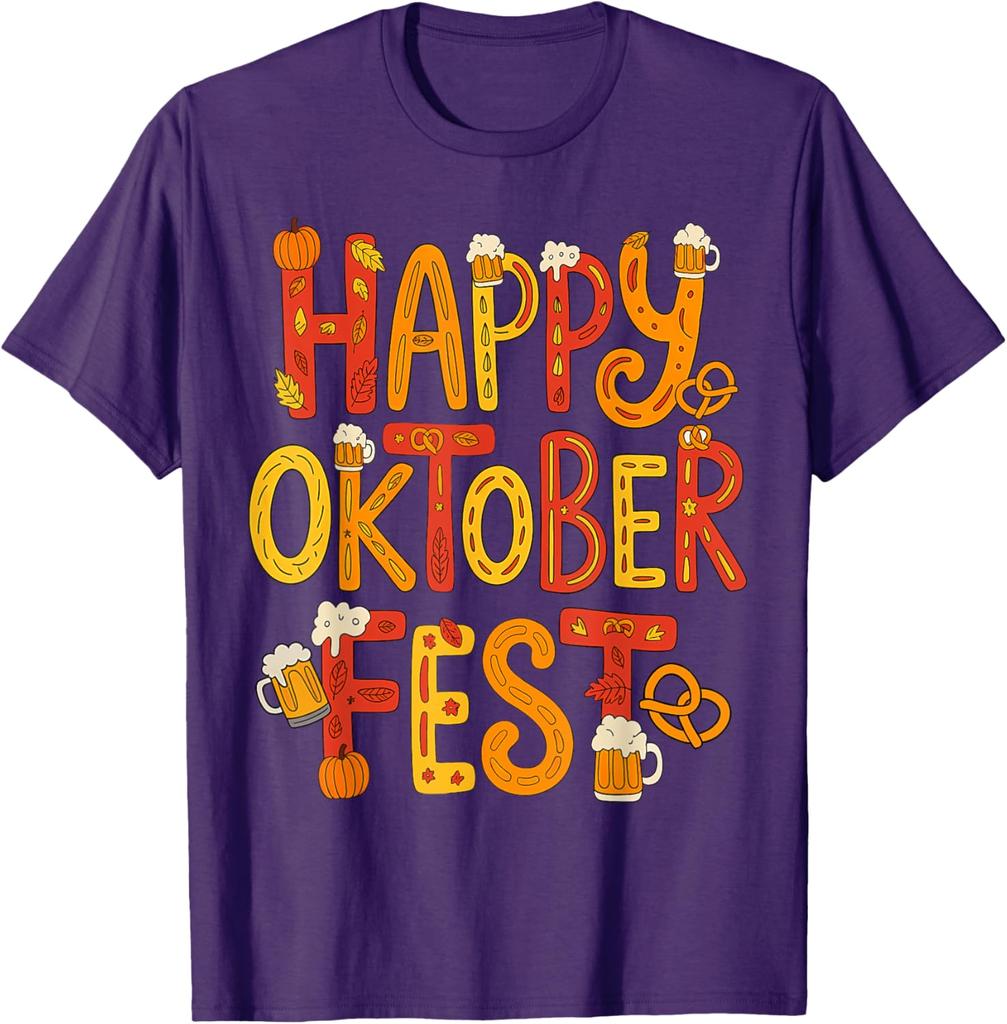 Glückliches Oktoberfest Bier Brezel Kürbis Festlich Herren Damen T-Shirt Mode Lässig Baumwolle Grafik T-Shirts Streetwear Oberteile T-Shirt