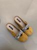 IPPEUM  Mules Shoes Round Toe 2025 Summer Ballet Flats Velvet Women Flat Shoes