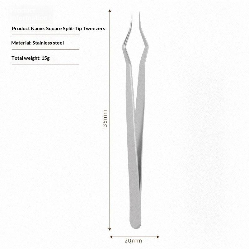 1 Set Stainless Steel Eyelash Extension Tweezers Non Slip Long Handle Ultra Precision Tip For Salon Home Lash Grafting Use