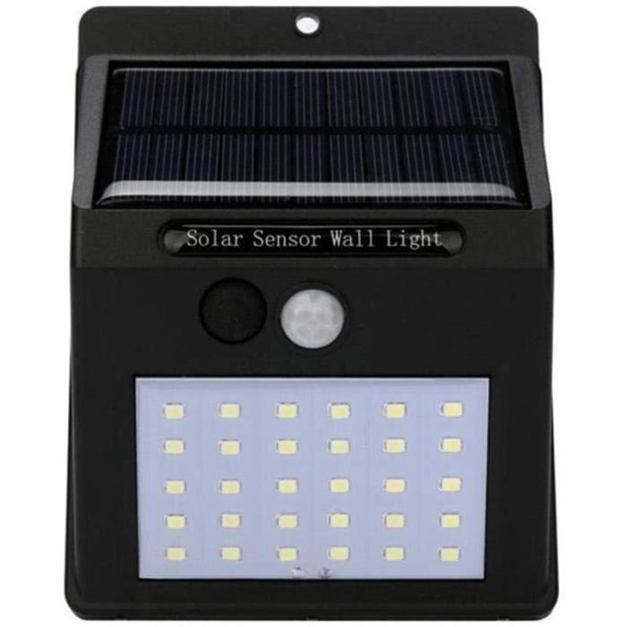 Applique Extérieure - Lampe Solaire 30 LED PIR Mur Mouvement Capteur de Lumière Étanche pour Jardin - Noir