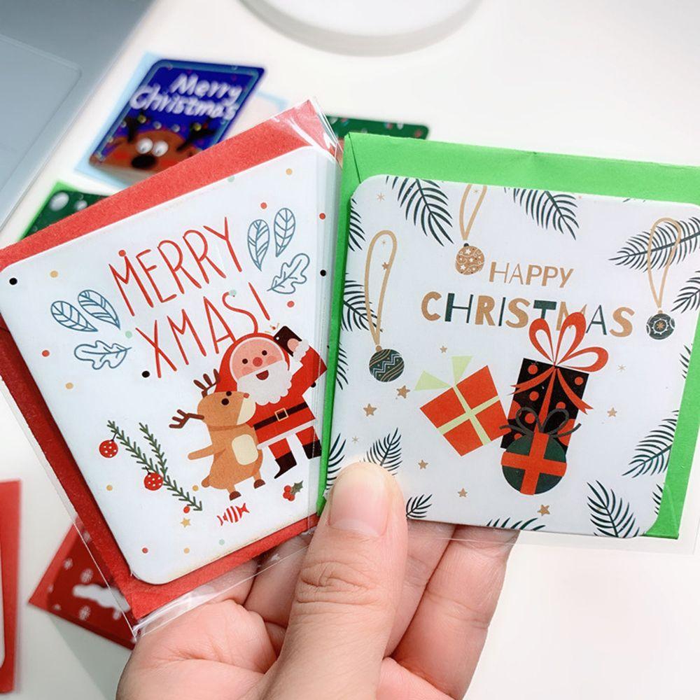 Party Supplies New Year Merry Christmas Postcard With Envelope Mini Greeting Cards Xmas Patterns