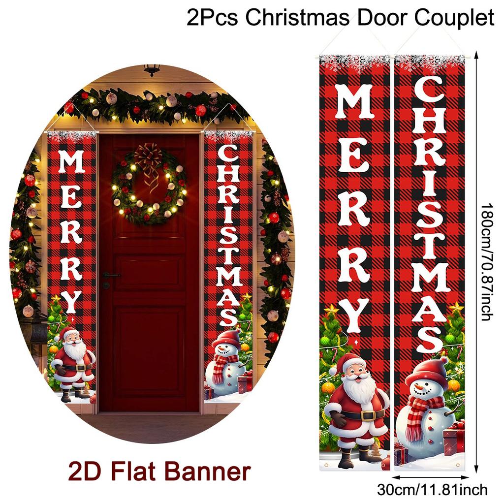 Merry Christmas Door Banner Decoration 2026 Christmas Decor for Home Xmas Hanging Ornaments Navidad Noel Gifts New Year 2026