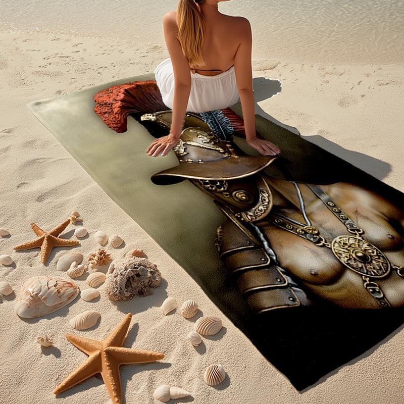 Gladiator Helmet Fashion Beach Towel: Ideal for Summer Adventures Soft, absorbent and quick drying suitable for swimming and bathing