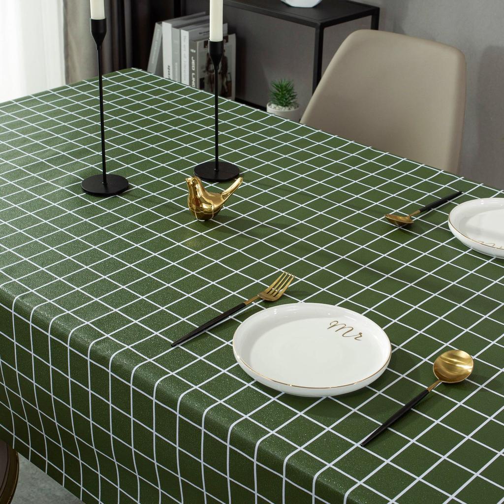 Printed Tablecloth Waterproof And Oil-Proof Leave-In Plaid Table Tablecloth Pvc Table Mat