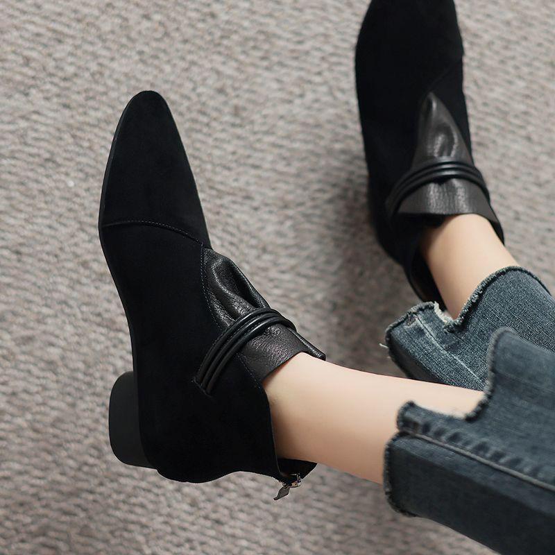 Fashion Elegant with Low Heels Pointed Toe Women's Ankle Boots Autumn Winter Booties Goth Designer Luxury Warm Female Short Shoes Sale