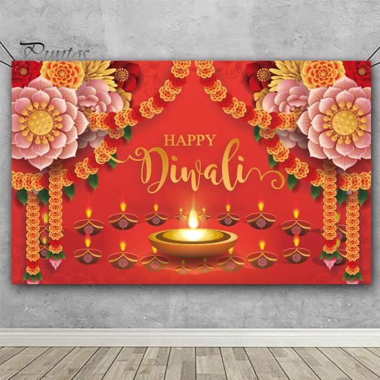 Happy Diwali Backdrop Banner Vibrant Color Create Atmosphere Festive Photo Decoration Banner for Diwali Parties Celebrations