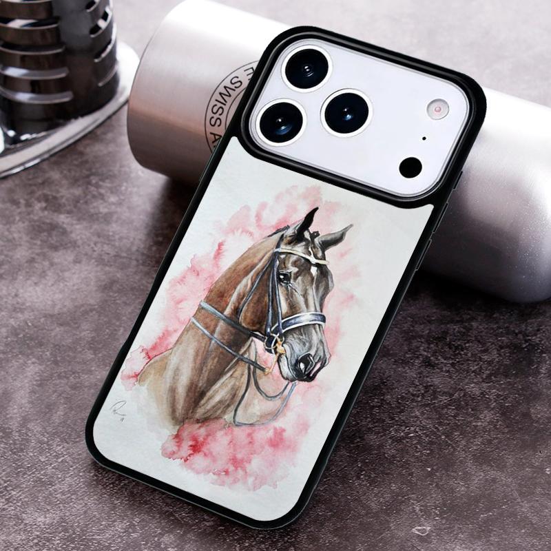 Horse Watercolor Flowers Phone Case for iPhone 17 16 15 Pro Max Air 14 13 12 11 Plus Shockproof Cover