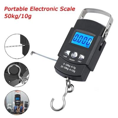 50kg/10g Tragbare elektronische Waage LCD Digitalanzeige Handwaage mit 1m Maßband, Reiseangeln Hängewaage