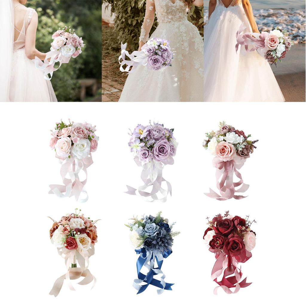Bridal Bouquet Home Decor Lifelike Elegant Romantic Decoration Fake Ceremony Anniversary Prom Mother's Day Valentine's Day
