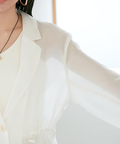 [BIS] Women's Drawstring Sheer Jacket, BVV14020, Natural (16)