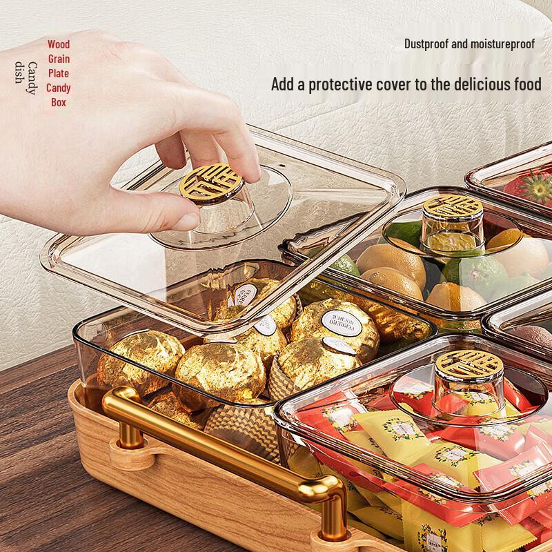 Six-Compartment Dried Fruit Serving Tray with Lid