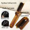 Amber Portable Folding Hair Brush with Bristles - Ideal for All Hair Types, Durable Handle, Perfect for Travel