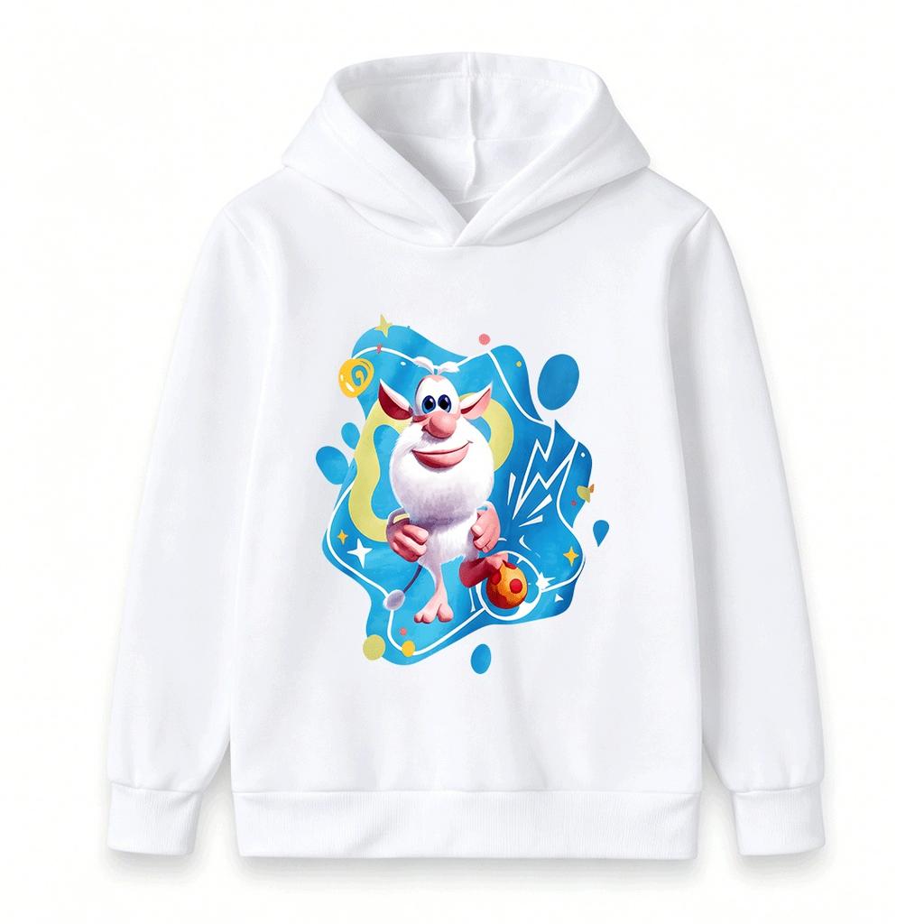 Kids Boys Girls Hoodie, Cute White Mouse Cartoon Printed Casual Long Sleeve Pullover Sweatshirt Soft Warm Loose Top for Daily School Home Outdoor Wear
