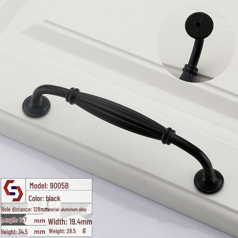 Amerikanischer Stil Schwarz Schubladen- und Schrankgriff