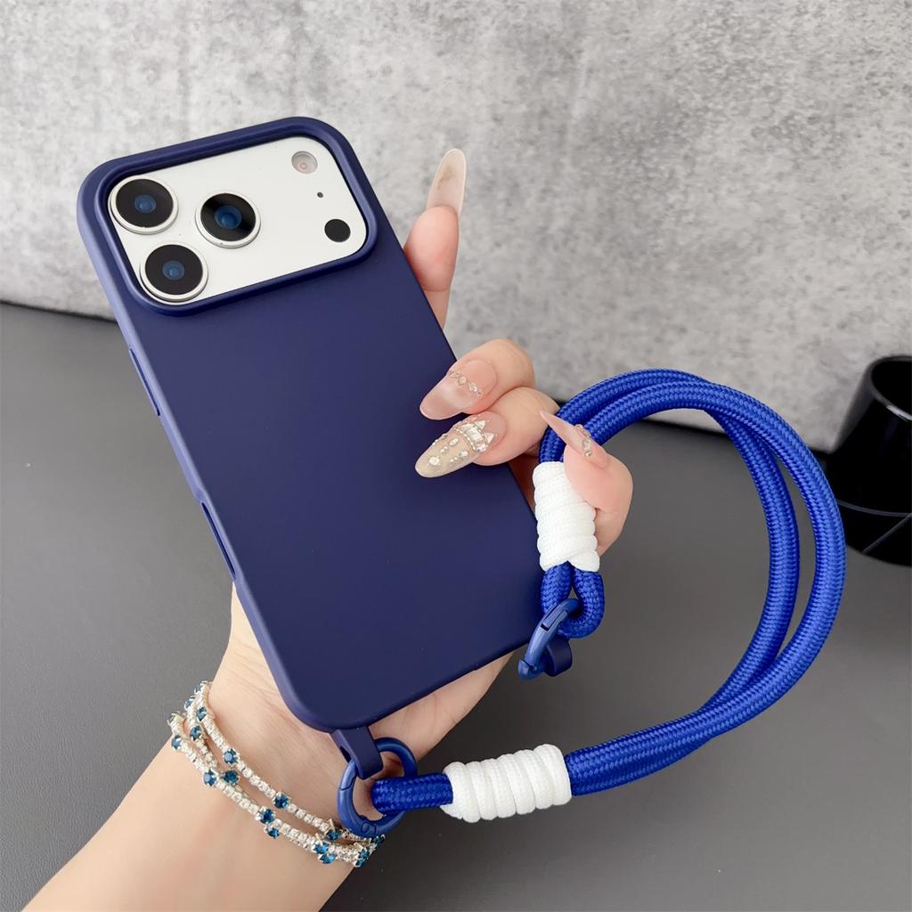 Wrist Strap Matte Silicone Soft Protective Phone Case for IPhone Air 17 Pro Max 16 15 Plus 14 13 12 11 Pro Shockproof Cover