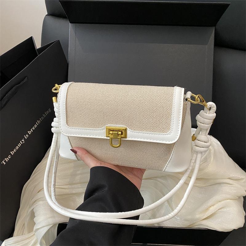 

Весна и лето новая сумка через плечо с контрастными цветами в стиле ретро, легкая роскошь, темпераментная, на одно плечо, подмышечная, мессенджер, женская белый