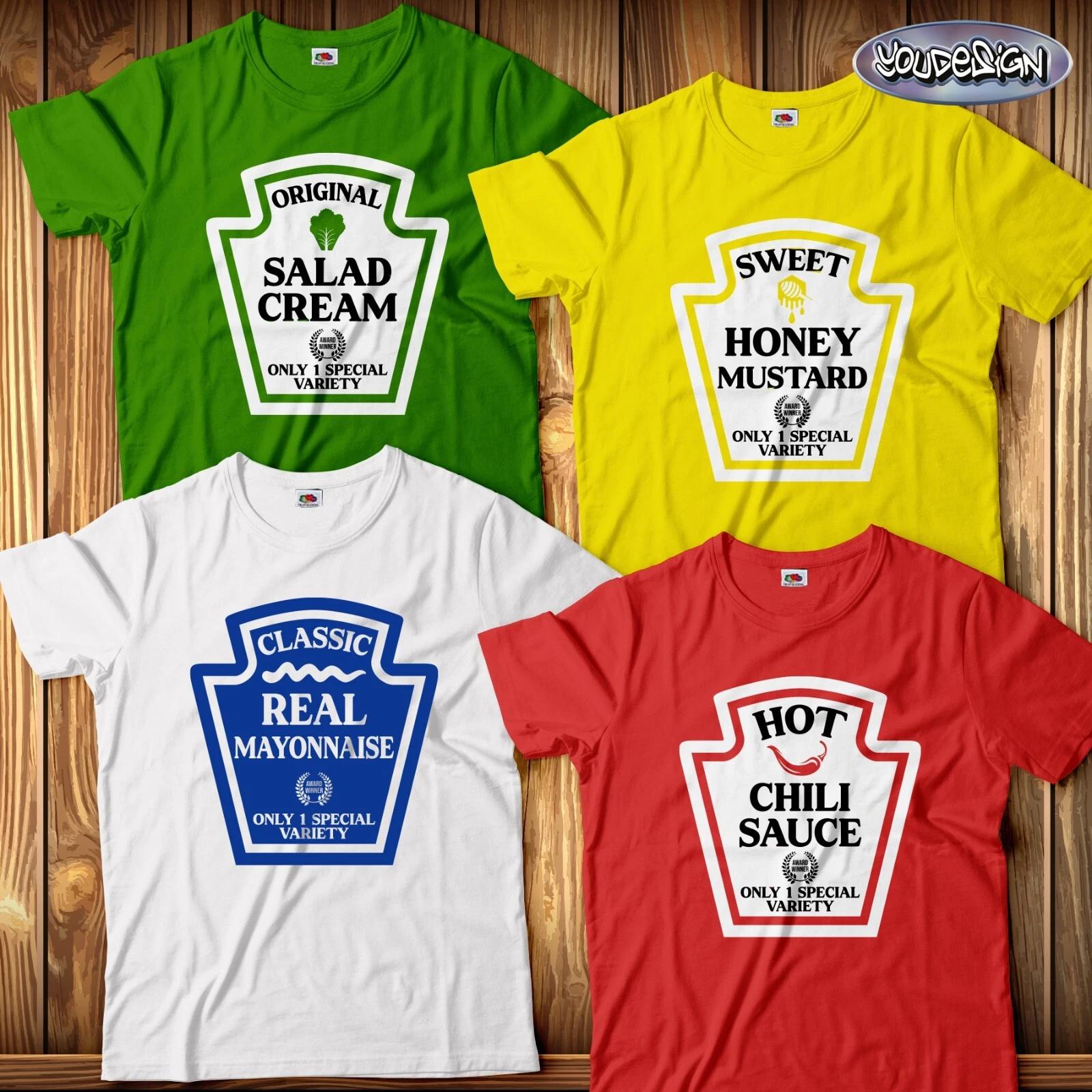 Group Costume T-Shirt Fun Shirt Mardi Gras Carnival Party Sauce Shirt Chili Mustard S