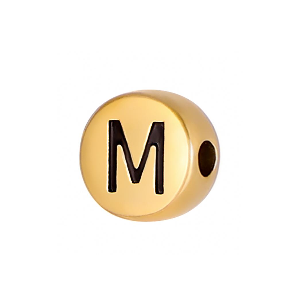 CARLIDANA High Polish Stainless Steel Letter Alphabet Beads Round Charms Pendants for Jewelry Making Diy Bracelets Necklace