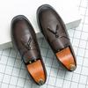 Luxury Designer New Men's Black Brown Tassels Patent Leather Slip On Casual Shoes Formal Wedding Dress Homecoming Penny Loafers