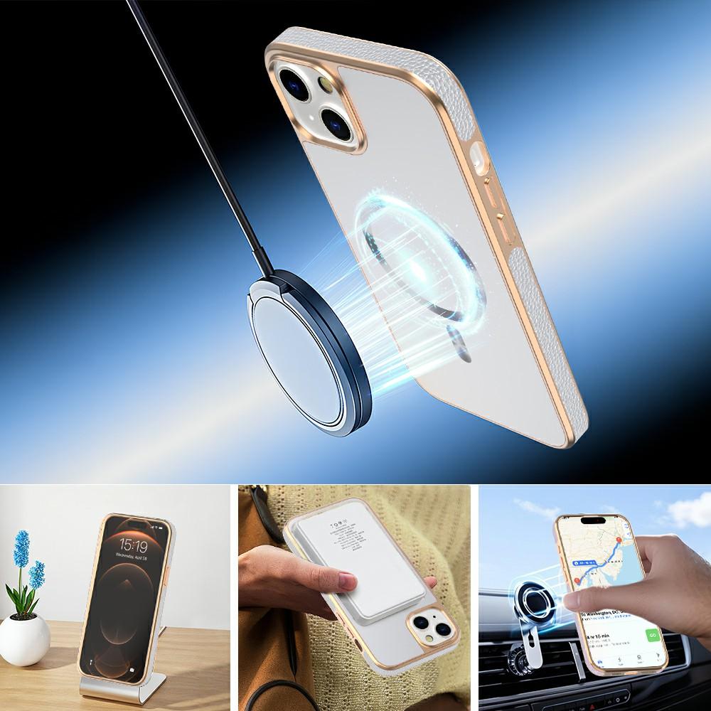 For iPhone 15 Magnetic Case Electroplating Anti-Drop TPU+PC Phone Back Cover