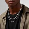 2pcs Chain Necklace for Men Boys,4MM Stainless Steel Flat Snake Chain Collars,2mm Silver Gold Color Box Chain Gift