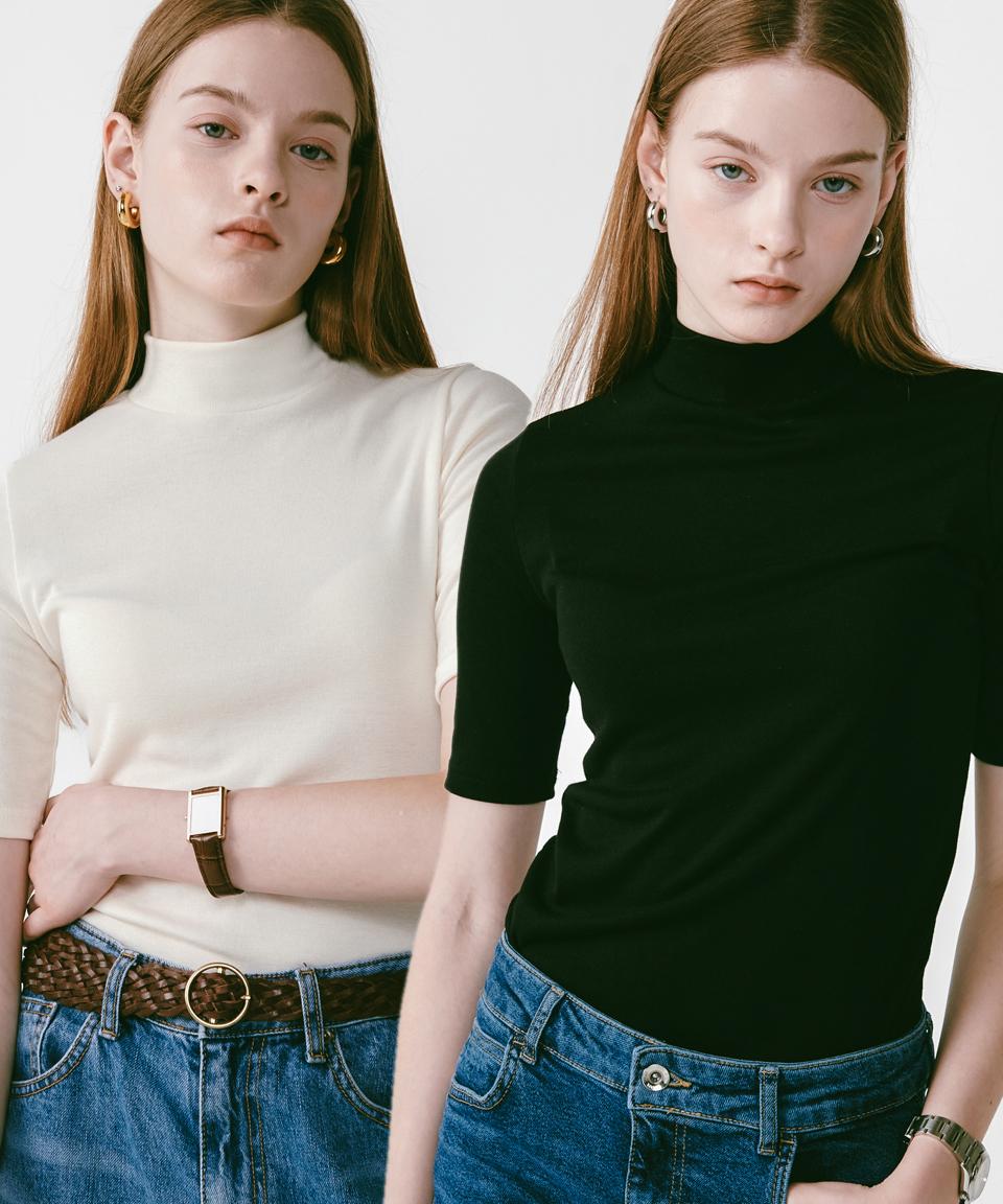 Rosiro [Set] Lossy Half Pola Knit White/Free