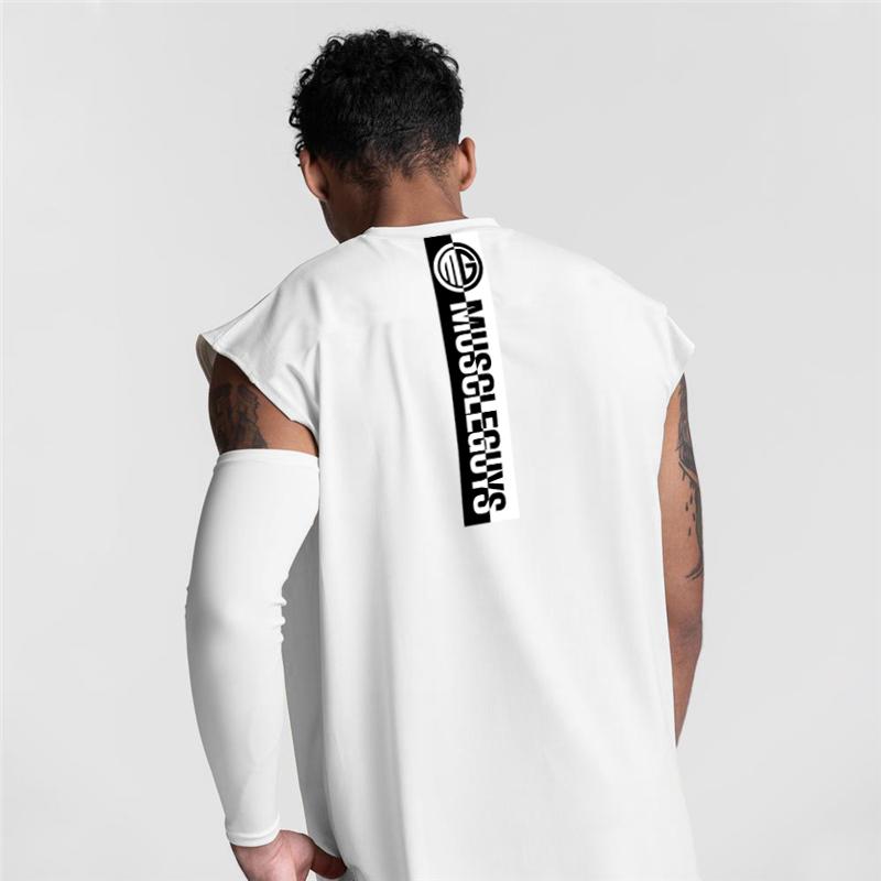 Muscleguys Gym Bodybuilding Fitness Training Vests Summer Mesh Breathable Quick Dry Sleeveless Tank Tops Mens Running Sport Loose T-Shirts