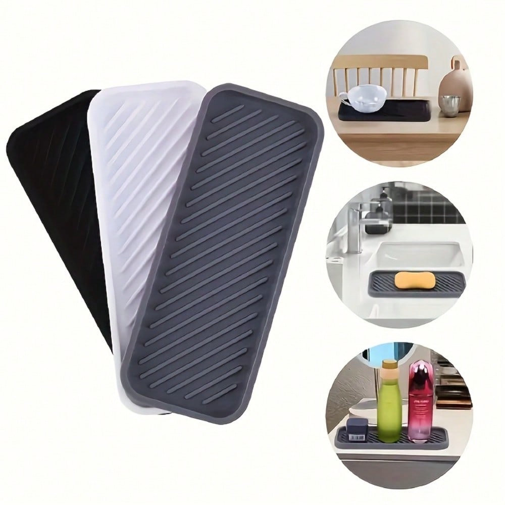 1pc Silicone Sink Splash Guard & Soap Holder - Multi-Functional Kitchen and Bathroom Accessory, Durable Plastic, Non-Toxic, Water-Resistant