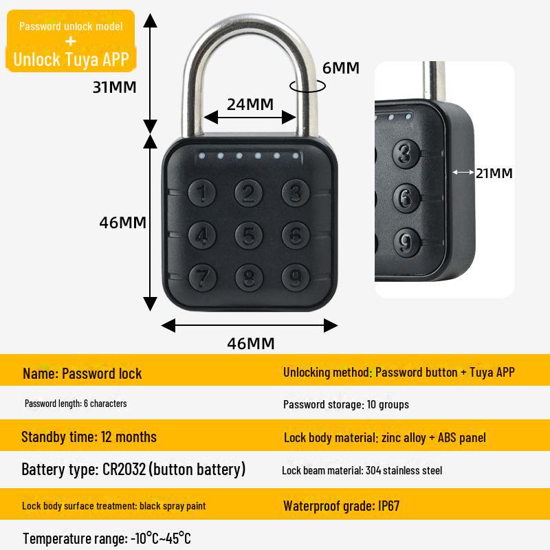 Smart Waterproof Padlock for Home, Dorm, Drawer, or Garage
