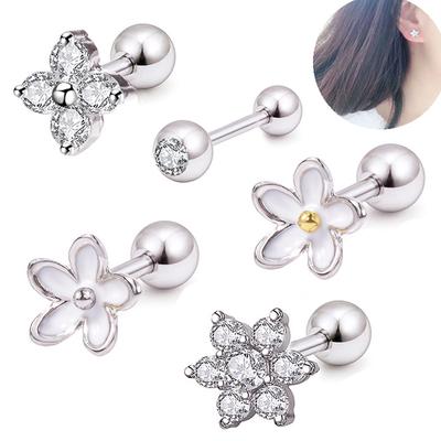 Flower Helix Tragus Cartilage Piercing Stud Σκουλαρίκια Δαχτυλίδι αυτιού από ανοξείδωτο ατσάλι