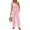 Women Sleeveless Tank Top and Wide Leg Pants Two Piece Set Casual Loose Fit Lounge Wear Suitable for Travel Vacation and Home Relaxation