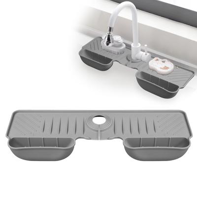 Silicone Faucet Splash Guard Water Catcher Mat Sink Mat Tray Drying Mat Dish Sponge Holder Kitchen Sink Accessory Organizer